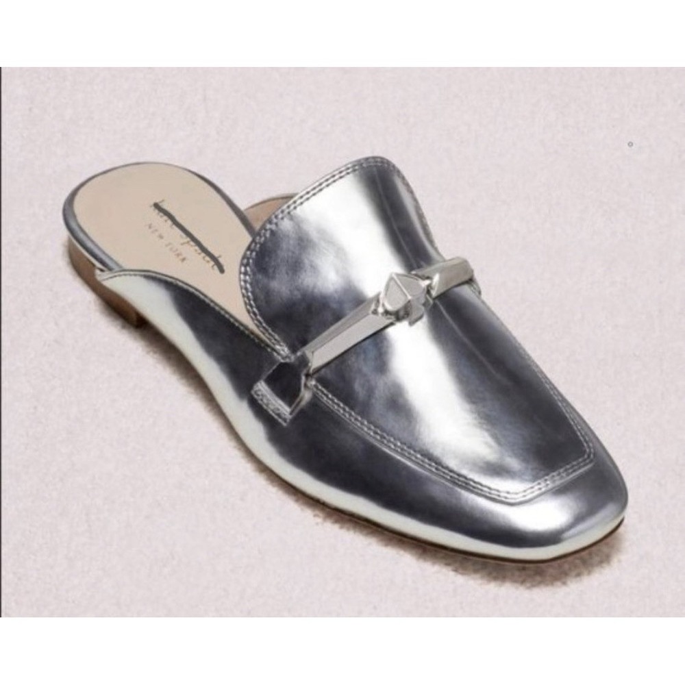Kate Spade New York Silver Metallic Mules Laura Flats‎ Shoes Slip On Size 8.5